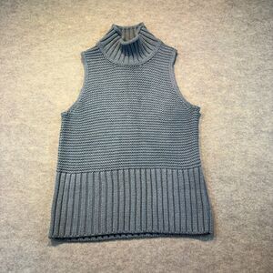 GAP Sleeveless Chunky Knit Mock Turtleneck Sweater Vest Blue-Grey Size S